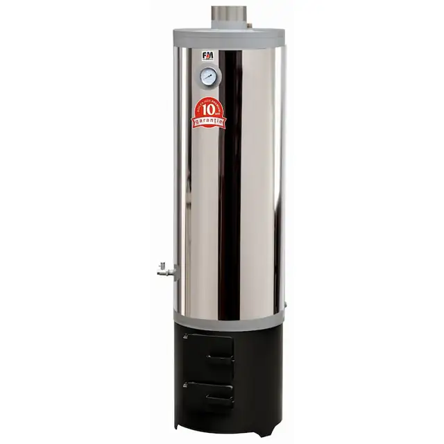 Boiler pe lemne din inox 120L cu focar economic samotat, usi din tabla