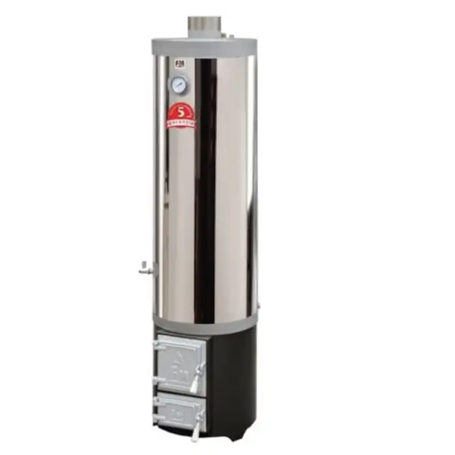 Ansamblu boiler pe lemn cu focar usa fonta FM, inox, 120 l
