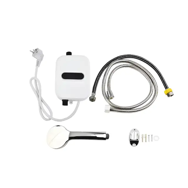 Mini Boiler Electric Instant Cu Dus, eSimplu®, Pentru Baie Sau Autorulota, Incalzire Rapida Apa Calda, Afisaj Digital, 3500 W, Compact, Alb