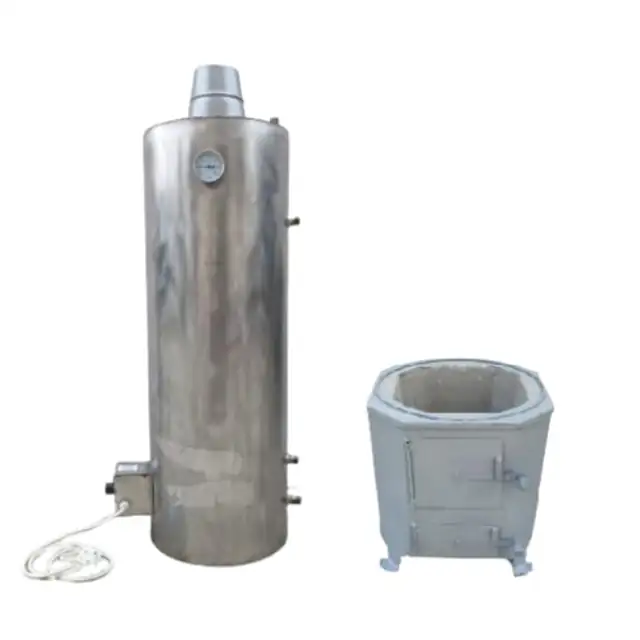 Boiler cu Focar 90 L pe lemn cu electric si serpentina din tabla de inox