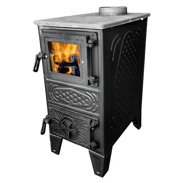 Soba Mini, Semineu Godin, Tabla, Focar Samotat, Sticla, Lemne Carbune, Plita 1 Arzator, Gatit Incalzit, Putere 6kw, Suprafata 30 - 40mp, Dimensiuni (HxAxL): 61 x 45 x 30cm