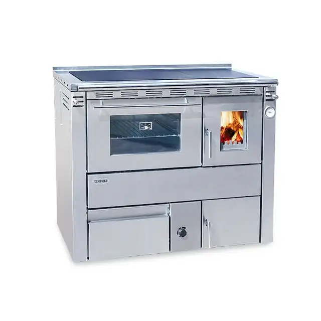 Soba centrala cu plita si cuptor CEZARA 25, 25kw, inox mat, ev.stanga