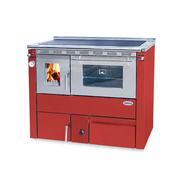 Soba centrala cu plita si cuptor CEZARA 25, 25kw, rosie, ev.dreapta
