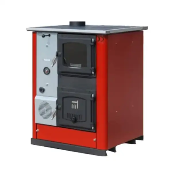 Soba tip centrala cu plita Tamara PLUS 30KW, ROSIE, fara cuptor