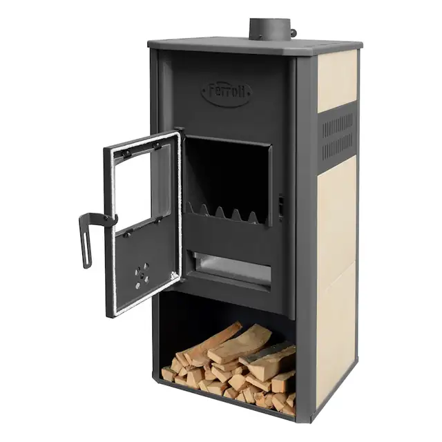 Termosemineu pe lemne, brichete si carbune Ferroli Mirano H, 22 kW, 2.8 kg/h, 49x46x105 cm