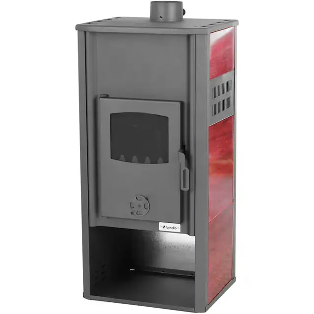 Termosemineu pe lemne, brichete si carbune Fornello Roma E , Bordeaux, 22 kW, 49x45x103 cm