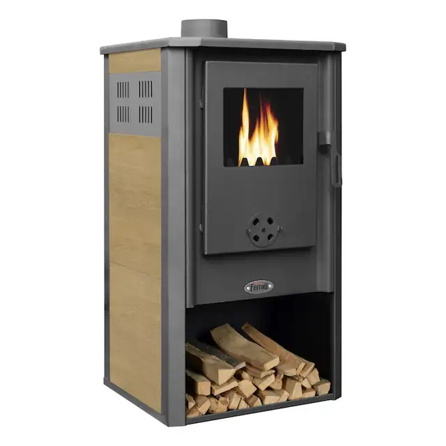 Semineu pe lemne, brichete si carbuni Ferroli Padova F, 7.7kW, 2 kg/h, 49x46x93 cm