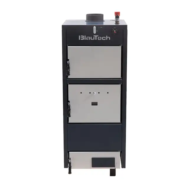 Cazan pe lemne, din tabla de otel, 28 kW, PMSBM28B, BlauTech