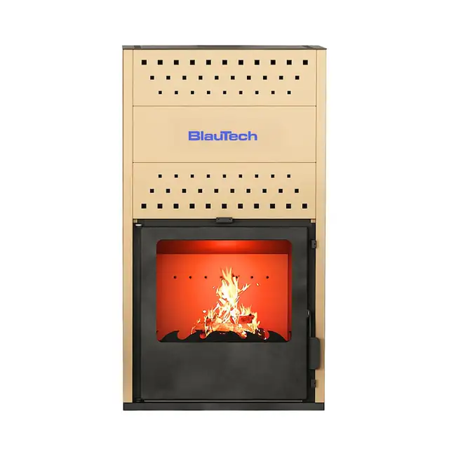 Termosemineu pe lemne 18.4 kW, pentru incalzire centrala, cu geam termoizolanta, bej, BT-HIDRO20 B, BlauTech