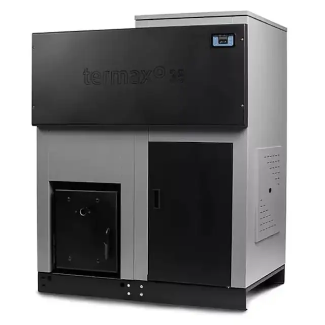 Centrala cu peleti Termax ECO GRI 50 kW, 330 mp, buncar peleti 170 kg, volum apa 150 litri, diametru cos fum ⌀120 mm