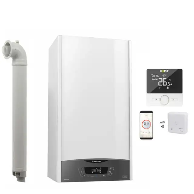 Centrala termica Ariston Clas One WIFI 24 kW, incalzire si ACM, Kit evacuare inclus, Termostat inteligent KOPH WT-25, control WIFI