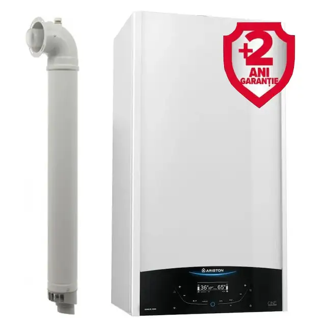 Centrala termică Ariston Genus One+ 24 kW, condensare, ecran LCD tactil, extragarantie 2 ani, meniu română