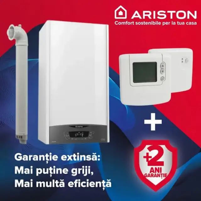 Centrala termică Ariston Clas One 35 kW, Wi-Fi, Set cu termostat Honeywell DT92A, 2 ani extragarantie
