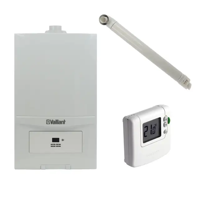 Pachet centrala termica Vaillant VUW 236/7-2 ecoTEC Pure 23 kW, kit evacuare si termostat Honeywell wireless DT92 incluse