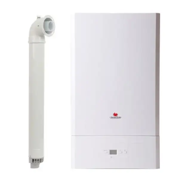 Centrala termica pe gaz in condensare Saunier Duval Semiatek Condens 22.4 kW, incalzire si ACM, schimbator de caldura din otel inoxidabil, Kit evacuare inclus