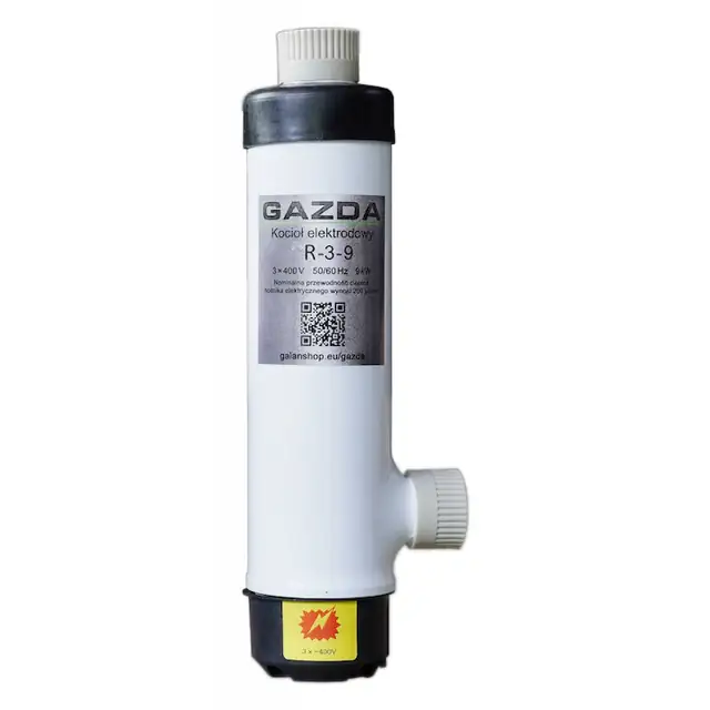 Cazan ionic trifazat GAZDA R 9 kW, fara panou de comanda, carcasa din fier si plastic, compatibil cu RCD, pentru case, apartamente, sursa principala sau suplimentara de caldura, instalare paralela, usor de montat, fara electronica