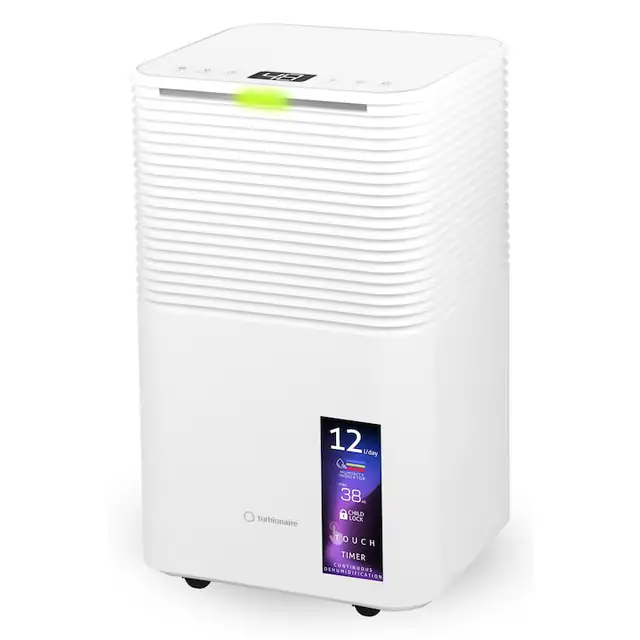 Dezumidificator Turbionaire Epi 12, 12 L/Zi, 2 L, pentru camere de 22 m, cu afisaj LED, control tactil