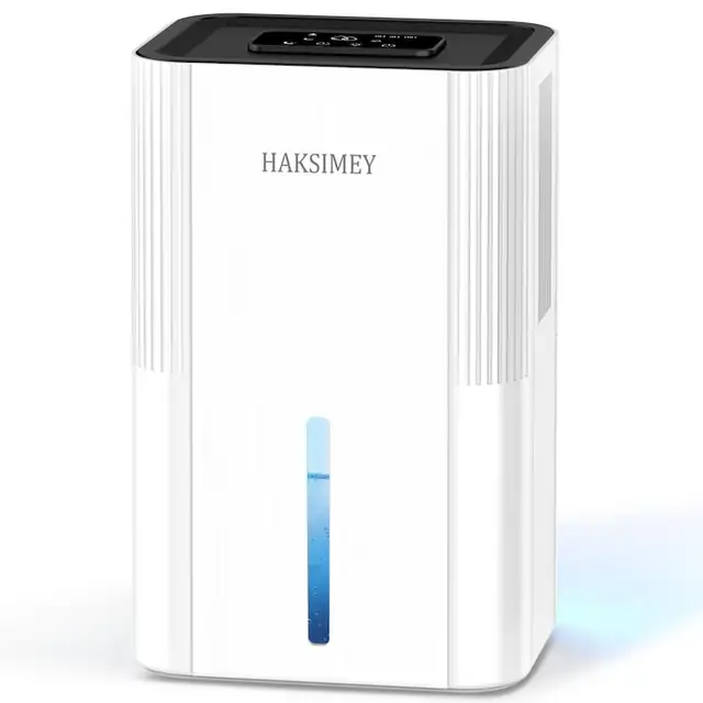 Dezumidificator Haksimey 2800 ml, 500 ml/zi, silentios, cu lumina LED multicoloră