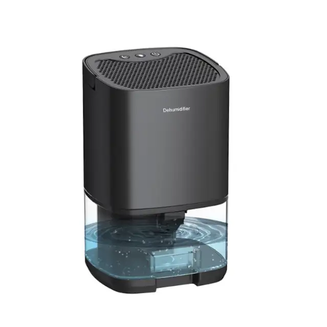 Dezumidificator portabil pentru locuinte, 1000 ml, Silentios, 2 moduri de lucru, lumina LED 7 culori, Negru