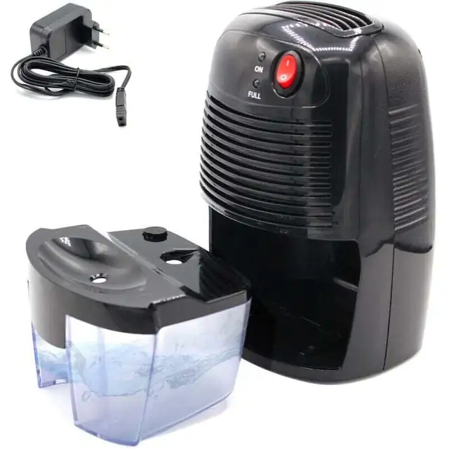 Dezumidificator compact, 250ml/zi, 500ml capacitate, 40dB, 9V AC/DC