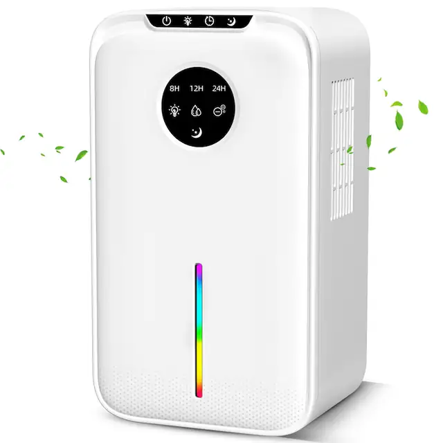 Dezumidificator portabil 2200ml silentios timer LED multicolor 8x12x24h