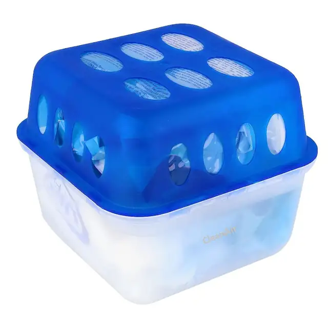 Dezumidificator pasiv reincarcabil cu parfum usor de lavanda si doua rezerve de 400g incluse pentru camere de pana la 35 m², Potrivit pentru camera de zi, dulapuri, bucatarie si baie, precum si pentru rulote si masini 13,5 x 13,5 x 11,5 cm