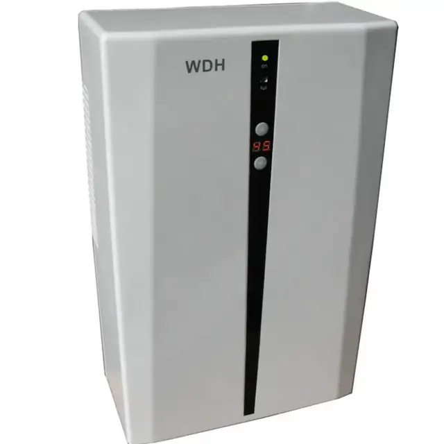Mini Dezumidificator WDH Germany, rezervor 1.7l, 750 ml/zi, 55W, 16 m², higrostat, condensare Peltier, Argintiu/Negru