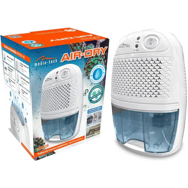Dezumidificator portabil Media-Tech AIR-DRY MT6529, 300ml/zi, 800ml, 145x220x120mm