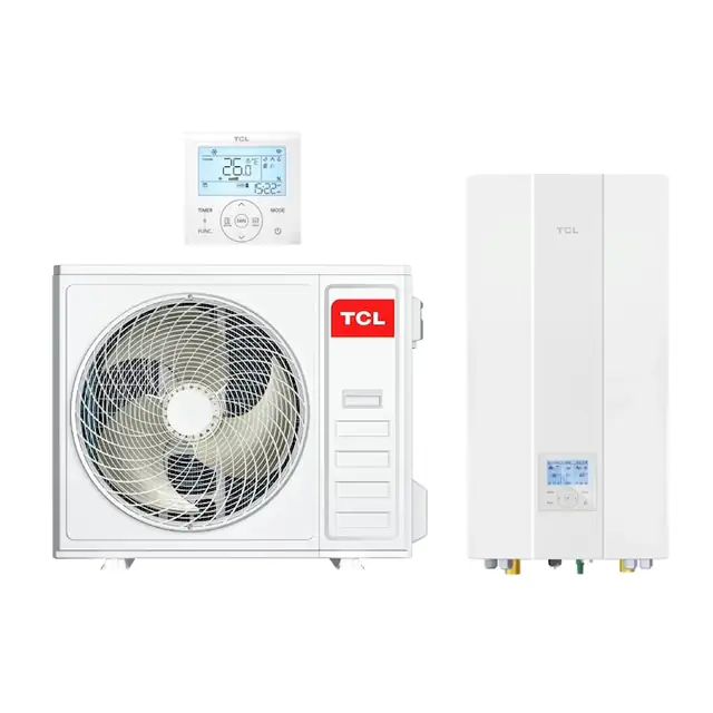 Pompa de caldura split TCL Tri-thermal R32 12kW A+++, pentru incalzire, racire si apa calda menajera, cu incalzitor electric 9kW, 3 Zone control, WiFi, protectie inghet in 3 etape, trifazata SMKLd-16S/9HBp-A / THF-12S/HBpO-A