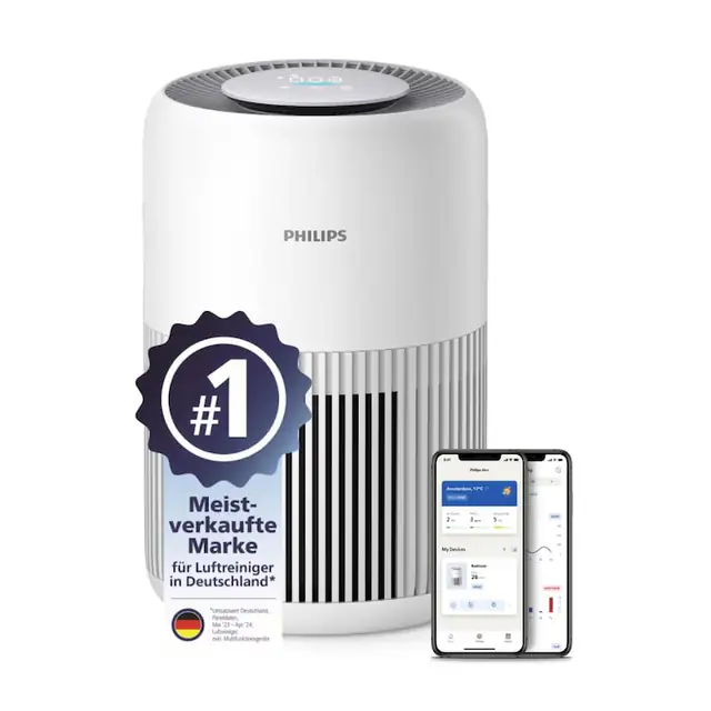 Purificator de aer Philips AC0950/10, HEPA NanoProtect, filtru de carbune activ, CADR 250 m3/h, pentru 65 m2, linistit, inteligent