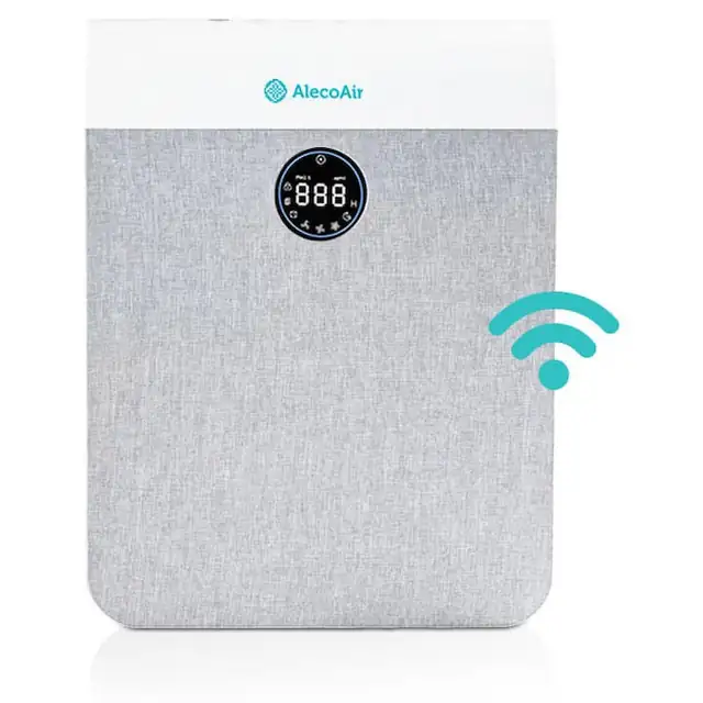 Purificator de aer AlecoAir P28 Fabric, Wi-Fi, Lampa UV-C, Filtru True HEPA si Carbune Activ, PM 2.5