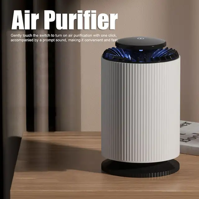Purificator de aer, mic, cu circulatie automata, portabil, alb, 20x10x10cm