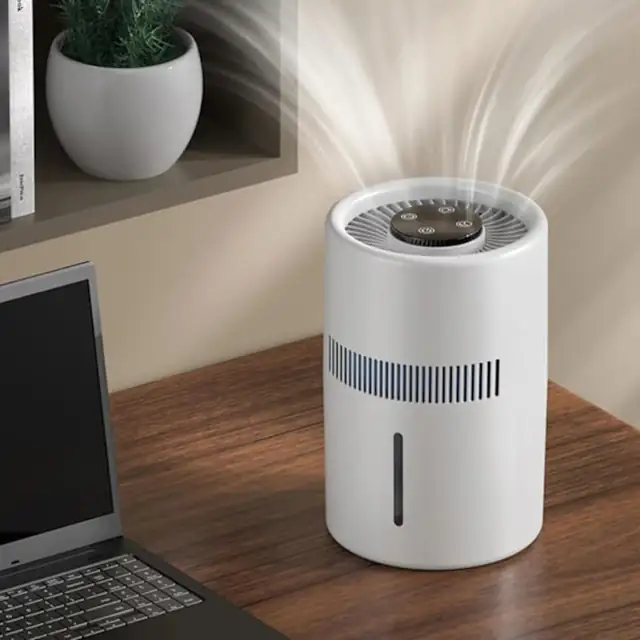 Purificator si umidificator de aer 2 in 1, aparat purificator/umidificator, silentios, capacitate 4L, pentru dormitor si birou, alb