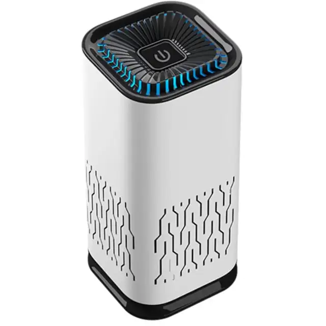 Purificator de aer, aparat purificator cu filtrare HEPA 99,97% pentru particule de 0,3 microni, sistem de filtrare in 3 trepte cu filtru cu carbune activ, mod silentios 28 dB, alb/negru, 6 x 6 x 13.2 cm