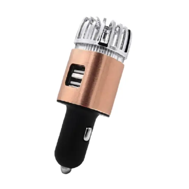 Purificator de aer cu ozon 2-in-1 si incarcator auto dual USB pentru masina, Negru/bronz