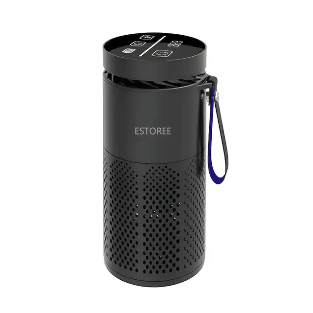 Purificator de aer auto cu ioni negativi pentru inlaturarea mirosurilor si filtrare a aerului in birou si masina, ESTOREE®, eficienta de 50m3/h, 36-45dB, incarcare prin USB, Negru