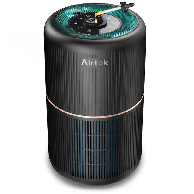 Purificator De Aer Airtok, Purificator De Aer Pentru Persoane Alergice Cu Aromaterapie, Filtru De Aer Hepa Impotriva Mucegaiului, Prafului, Polenului, Mirosurilor, Indepartare 99, 97% Pana La 0, 1 Micrometri, Lumina De Noapte, Blocare Pentru Copii
