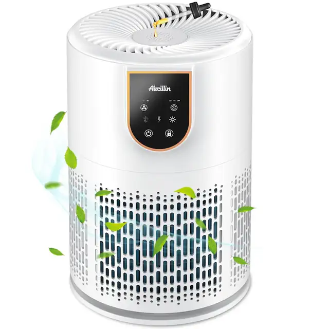 Purificator De Aer Aircillin Pentru Persoane Alergice, Purificator De Aer Cu Filtru Hepa H13 In 5 Etape, Acoperire Maxima De 798 Mp, Filtru Purificator De Aer Impotriva A 99, 97% Din Praf, Polen, Par De Animale Si Mirosuri, 25Db