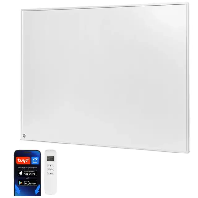 Panou radiant infrarosu Cronos Pro 580W, Wi-Fi, telecomanda, alb, 12m²