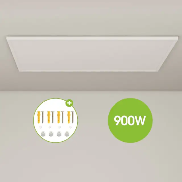 Panou Radiant de Tavan Ambianzza HH1206, basic, fara termostat, 900 W, Alb, sau de Perete, 1230x630x21 mm