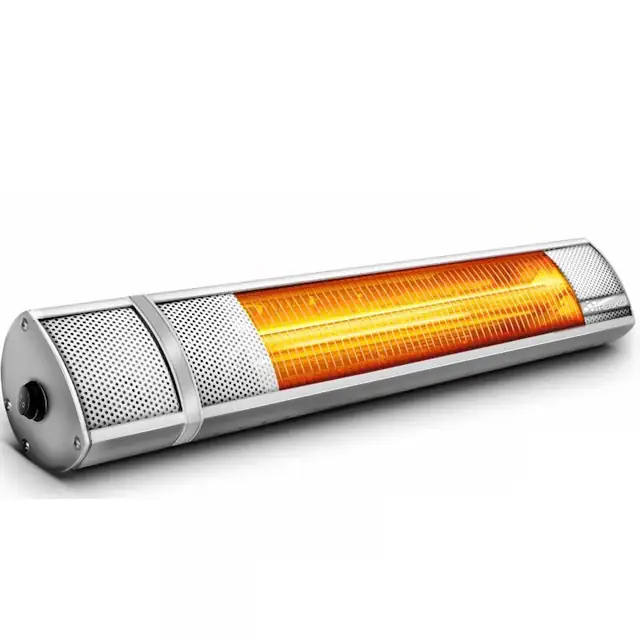 Radiator de perete cu infrarosu, 2000W, cu telecomanda, Iluminare LED, pentru gradina, balcon/terasa, argintiu