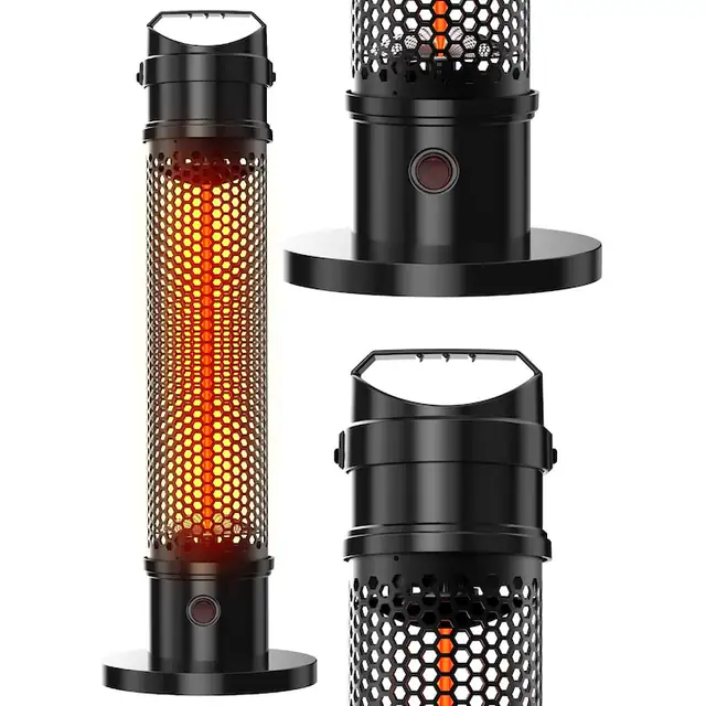 Panou Radiant De Incalzire, Maltec, Infra1200W 360°, 1200 W, IP44, Cu Fibra De Carbon, Mobil, Cu Manere Pentru Transport, Negru