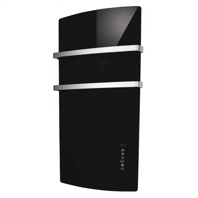Panou radiant si aeroterma pentru baie Radialight DEVA (1500W) 2 bare pentru prosoape, termostat cu precizie de 0,1°C, panou de comanda cu Touch Screen si afisaj cu LED, port USB incarcare telefon