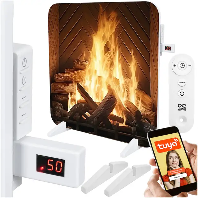 Panou radiant IR CR-500TWP Titanium, termostat, WiFi, 60x60x1,7cm