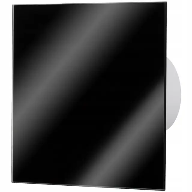 Ventilator baie cu panou decorativ negru lucios, 100mm, 8W, 135x135mm, set complet