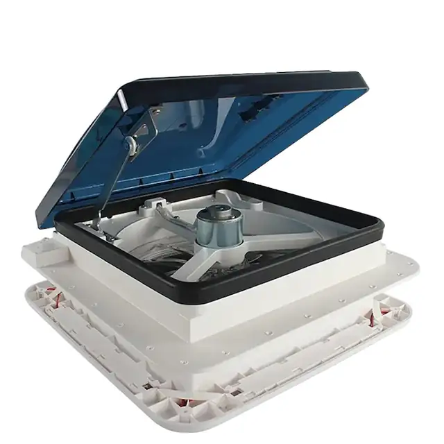 Ventilator de acoperis, iluminare LED, functionare silentioasa, alb, 36x35.5x15cm