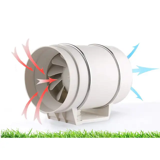 Ventilator de conducta, HF-100P ventilator inline de evacuare, Ø100 mm, Pentru baie si bucatarie, Ventilatie, Certificat CE, Sampanie