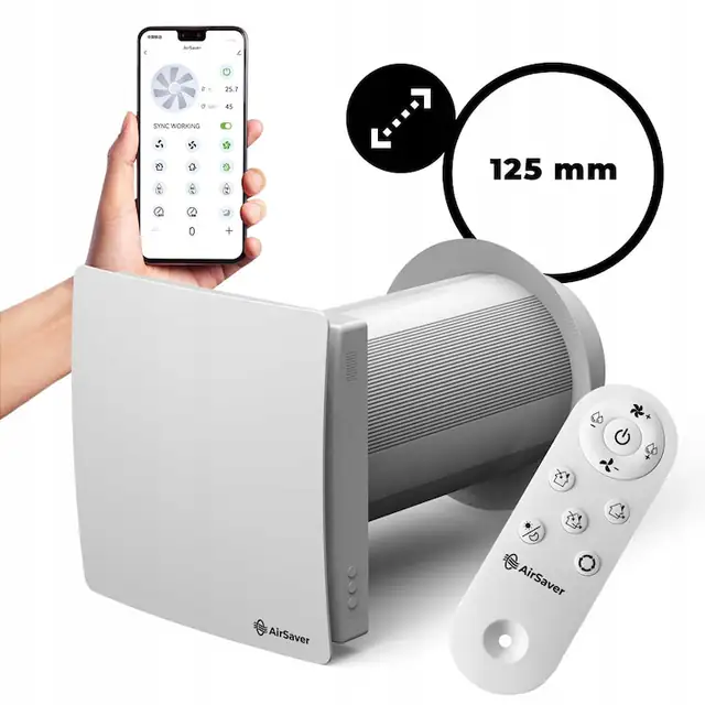 Recuperator de perete modern AIR SAVER Fi 125 Recuperare Ventilatie WiFi