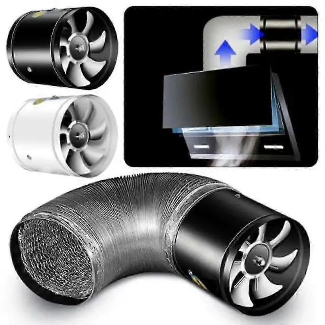 Ventilator de evacuare multifunctional 150x200mm, putere 80W, negru, set complet de instalare