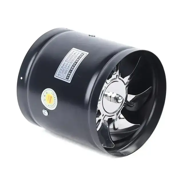 Ventilator de evacuare, ventilator de conducta inline, Diametru Ø150 mm, Debit aer 500 m³/h, Alimentare 220V 40W, Viteza 2800 rpm, Sapte pale, negru